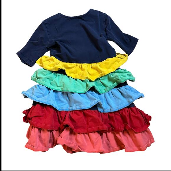 Hanna Andersson Tiered Ruffle Knit Rainbow Play Dress Size 120 (6/7) Colorblock - Picture 3 of 4